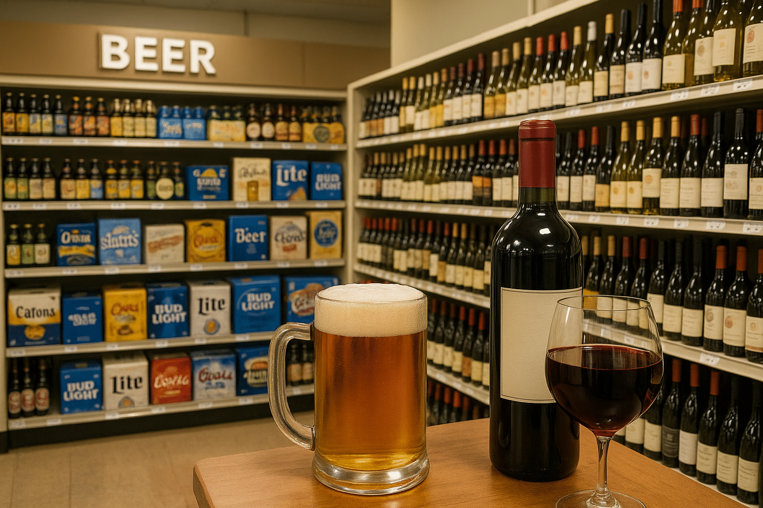 Beer and wine in grocery